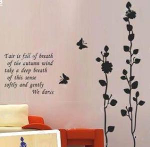 Quality Decorative Butterfly Removable Mural Wall Flower Stickers F221 wholesale