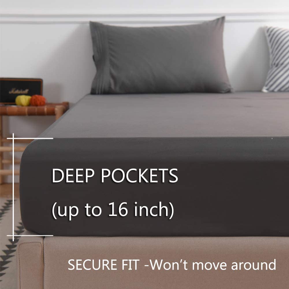 Embroidery 1800 Thread Count 100% Microfiber Sheet Set 3/4pcs for All-Season Sleeping