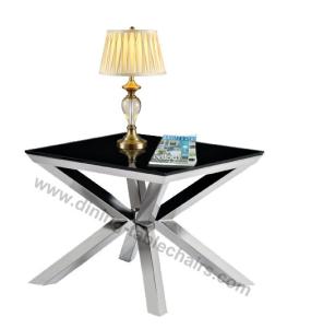 Quality Stainless Stylish Corner Table , Square Black Painted Dining Table Brushed Legs wholesale