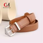 Tiktok Ladies Leather Belt Proposal With PU Material Golden Triangle Buckle