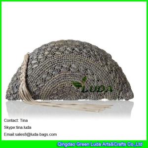 Quality LUDA women straw cosmetic bags grey crochet straw raffia clutch handbags wholesale