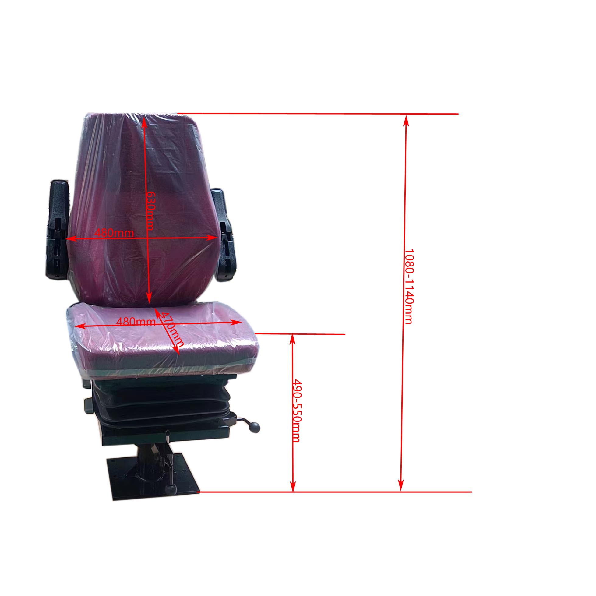 Antiflaming Fabric Locomotive Seat 360 Static Seat S802 Rotation Base
