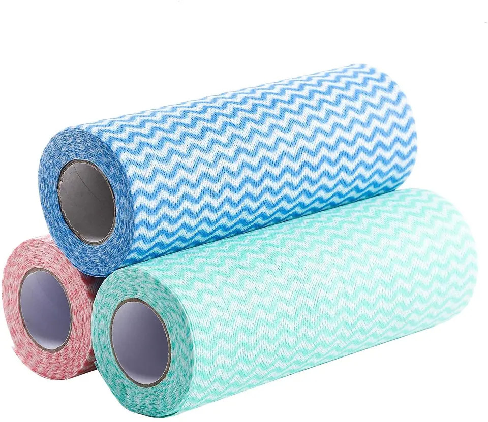 Washable Disposable Cleaning Cloths , Polyester Non Woven Kitchen Towels Use