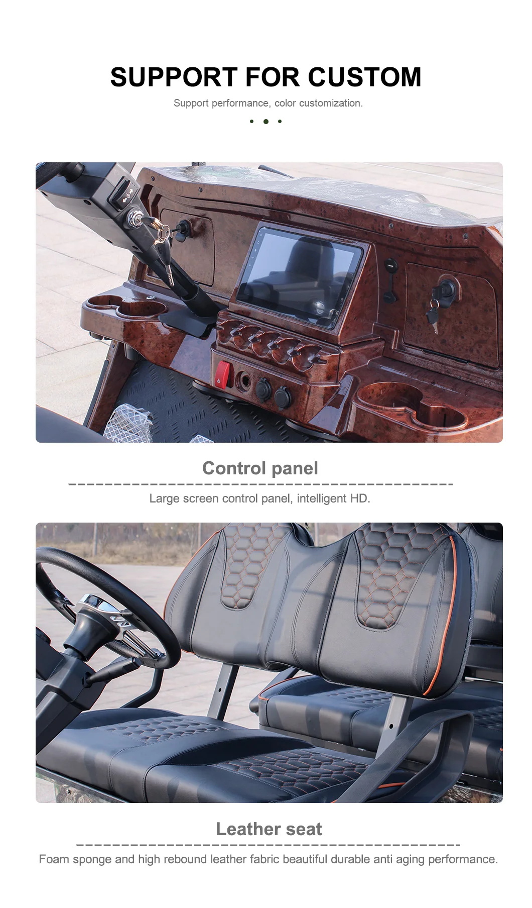 Electric Hunting Golf Cart Off Road 6 Passenger 5KW AC Motor 70-90km Driving Mileage