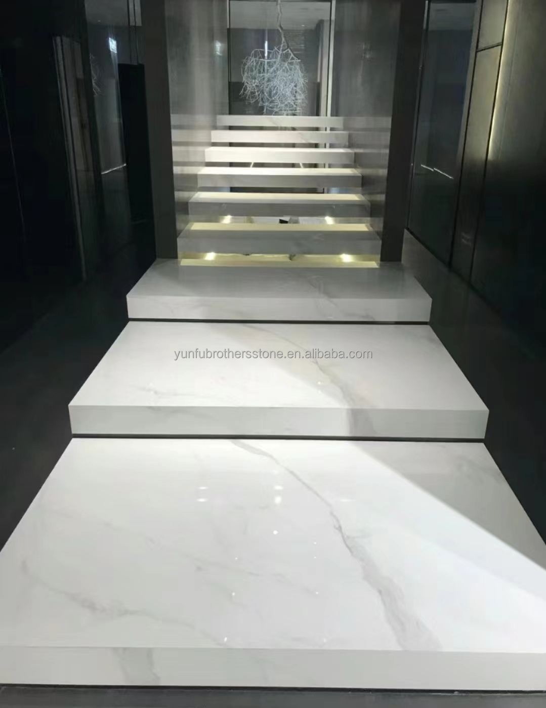 Straight Stair Non Slip Stair Treads with Sintered Stone Big Slabs from Special Stock