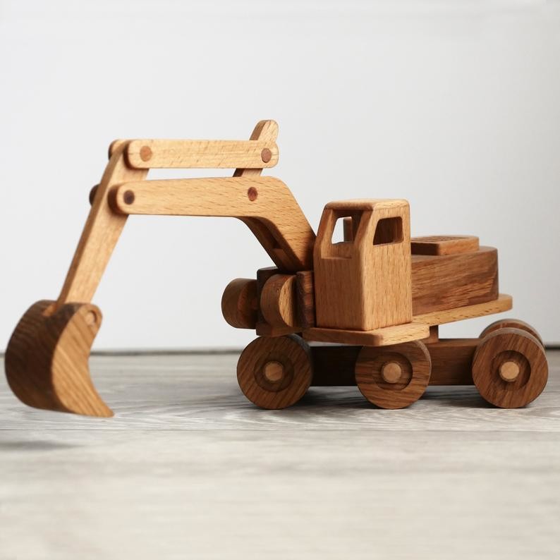 Mobile Handmade Wooden Toys Trucks Hand Sanded With Simple Design