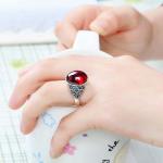 Thai Silver Jewelry Sterling Silver Red Cubic Zirconia Marcasite Ring (R111702)