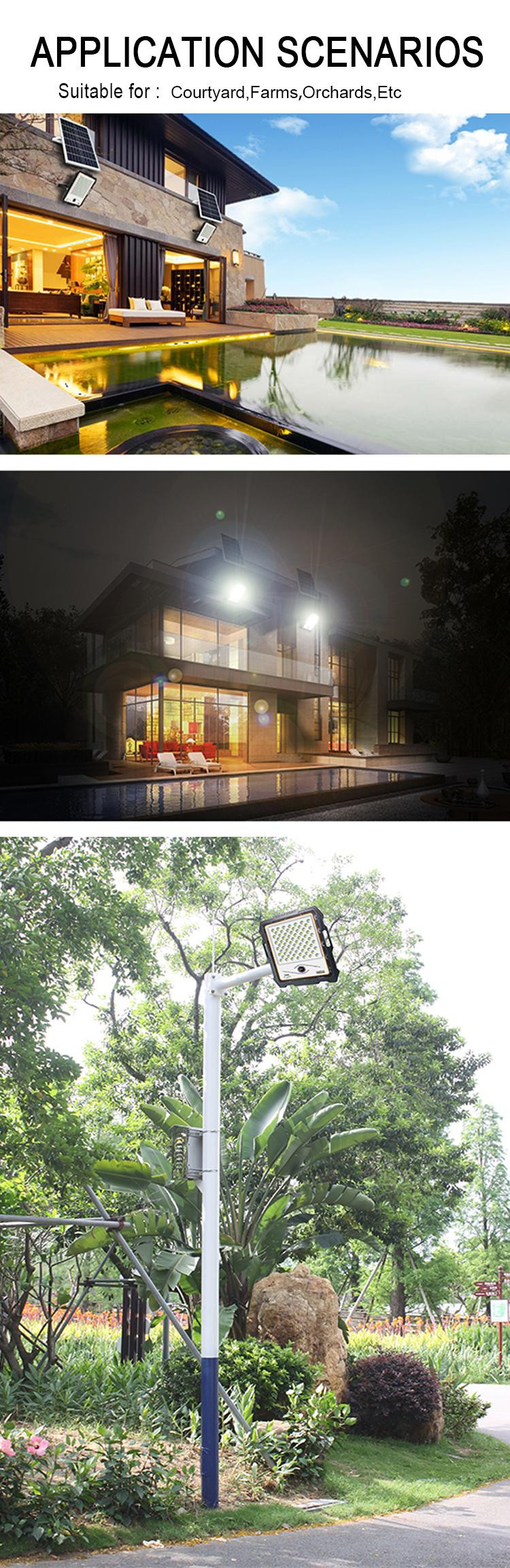Large Battery Capacity LED Solar Flood Lights Durable Waterproof IP67