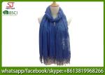 Chinese factory blue embroider tassel lace thin scarf 20%Cotton 80%Polyester 70