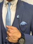 70% Wool 30% Poly Blue Groom Tuxedo Suit For Wedding