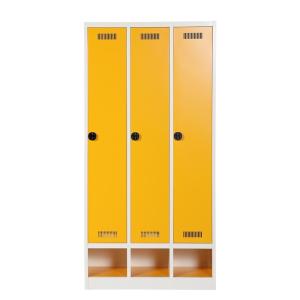 Quality Gym Changing Room 3 Door Steel Almirah , Safe Metal Staff Lockers With Shoe Box wholesale