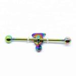 Custom rainbow stainless steel jewelry industrial piercing 14g