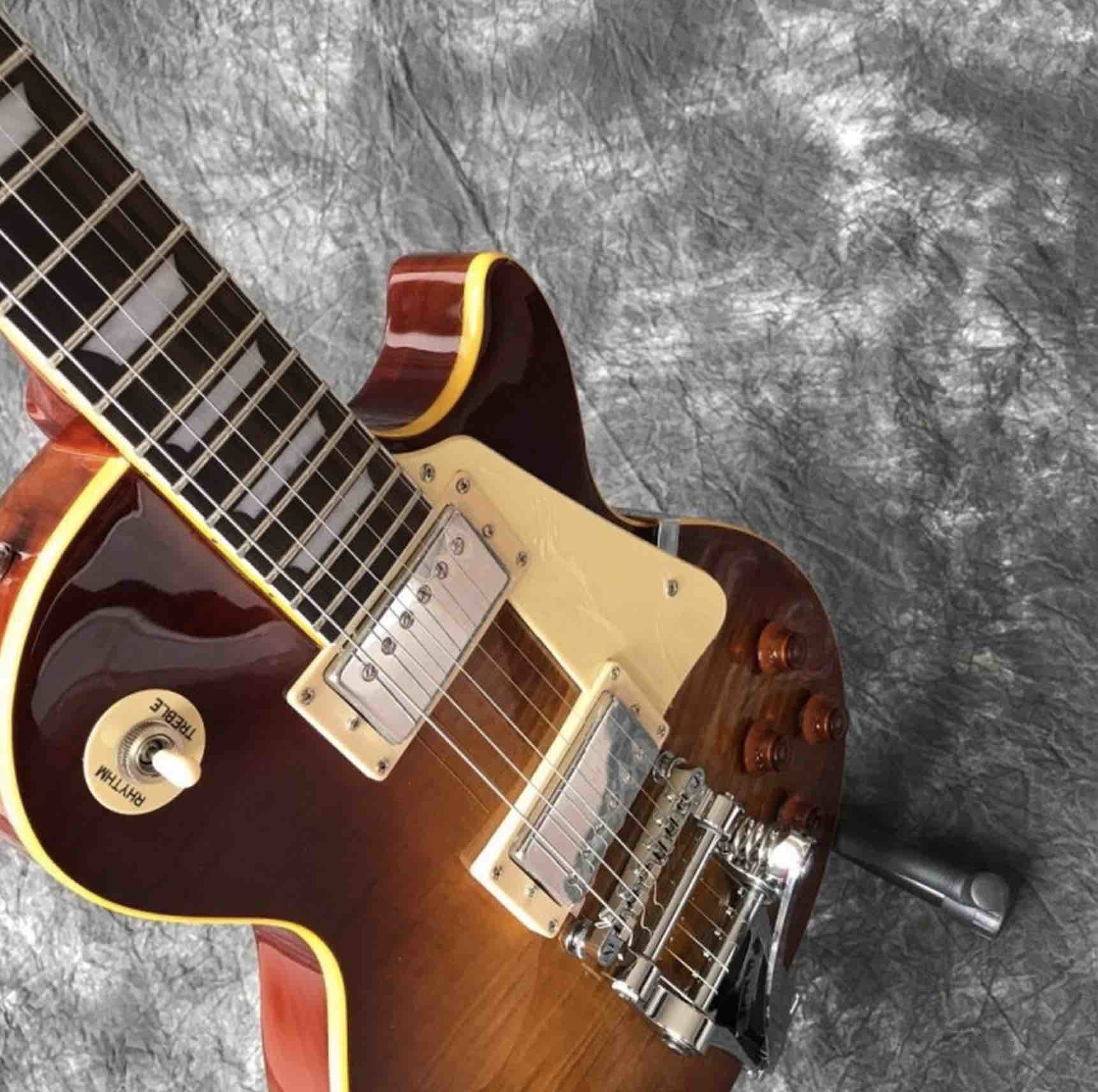 Custom Shop Flame Maple Top Brown LP Electric Guitar Bigbys Tremolo