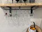 Gold 15.8-Inch Single Rail Metal Wine Glass Rack Under Cabinet Stemware Storage