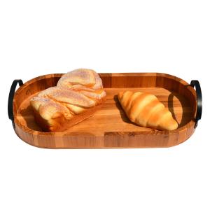 Quality Food Dessert Natural Wood Serving Tray 42.5x18.1x5cm With Metal Handle wholesale