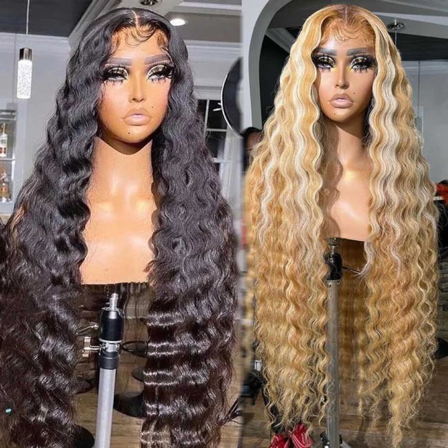Highlight Honey 613 Blonde Wig 13x4 Hd Lace Front Virgin Hair 180% Density