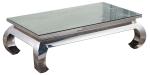 L138cm Rectangle Glass Top Coffee Table With Stainless Steel Legs