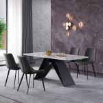 Marble Hotel Dining Table Black Steel Legs Supporting 4 Chair