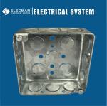 Galvanised Square Metallic Outlet Box Steel Metal Electrical Box 4"X 4"X 1-1/2"