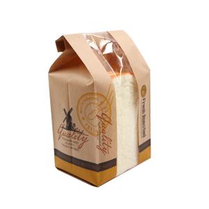Quality Brown Kraft Food Packaging Paper Bags With Window Spot Varnishing wholesale