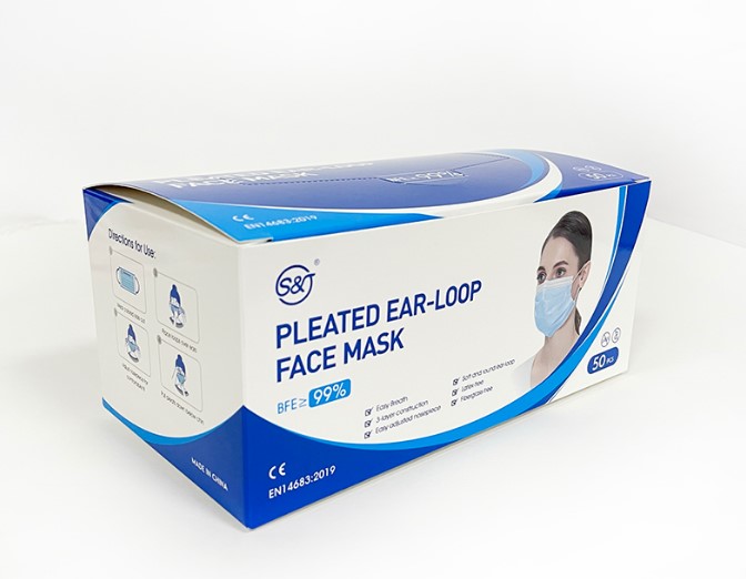 SJ OEM Wholesale Blue surgical mask supplier 3 layers disposable cotton earloop face mask medical