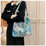 LARGE CAPACITY WOMEN'S BAG FRENCH SIMPLE CANVAS BAG OIL PAINTING NATIONAL STYLE