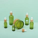 Green Bamboo Essential Oil Dropper Bottle aluminum and plastic Collar