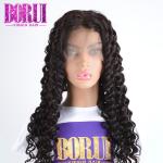 Deep Wave Human Hair Lace Front Wigs Cuticle Aligned Natural Black Swiss Lace