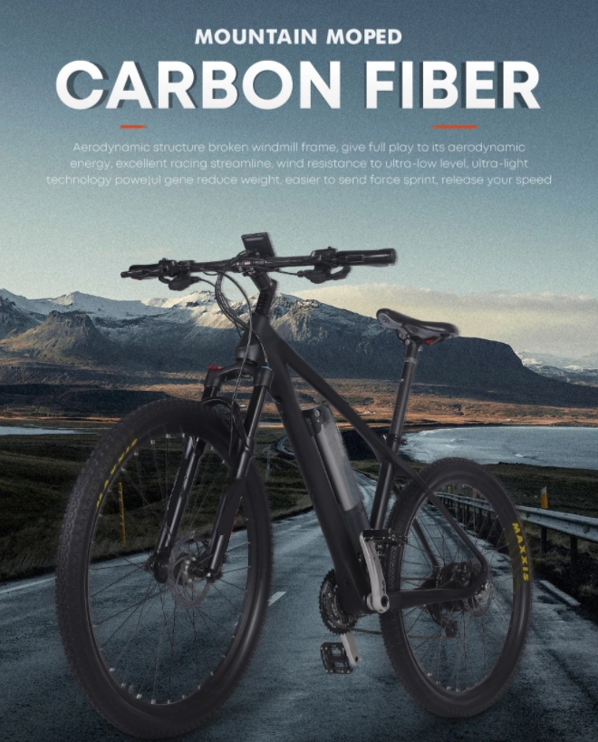 30 - 50Nm Torque Carbon Fibre Electric Mountain Bike With 250W Rear Hub Motor 27 Speed