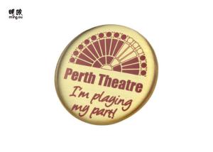 Quality Silk Screen Print Red Color Logo Gold Brass Custom Design Badges For Coat wholesale