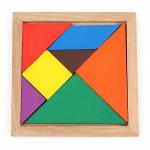 Square 11cm Wooden Montessori Baby Toys 7 Piece Jigsaw Puzzle