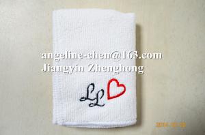 Quality Microfiber white face towel with small embroidery logo wholesale