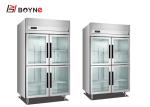 Upright Industrial Catering Fridge Stainless Steel Kitchen Display Four Glass