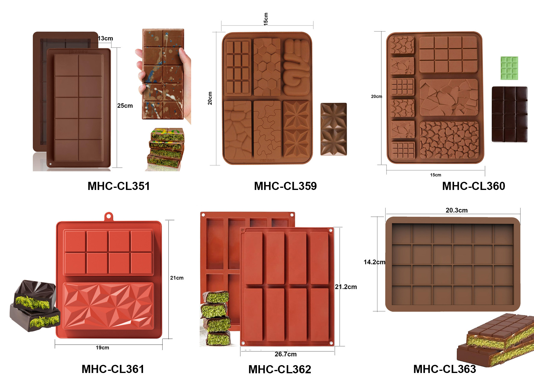 MHC Custom Deep Small Dubai Chocolate Silicone Mould , Dubai Chocolate Bar Silicone Mould