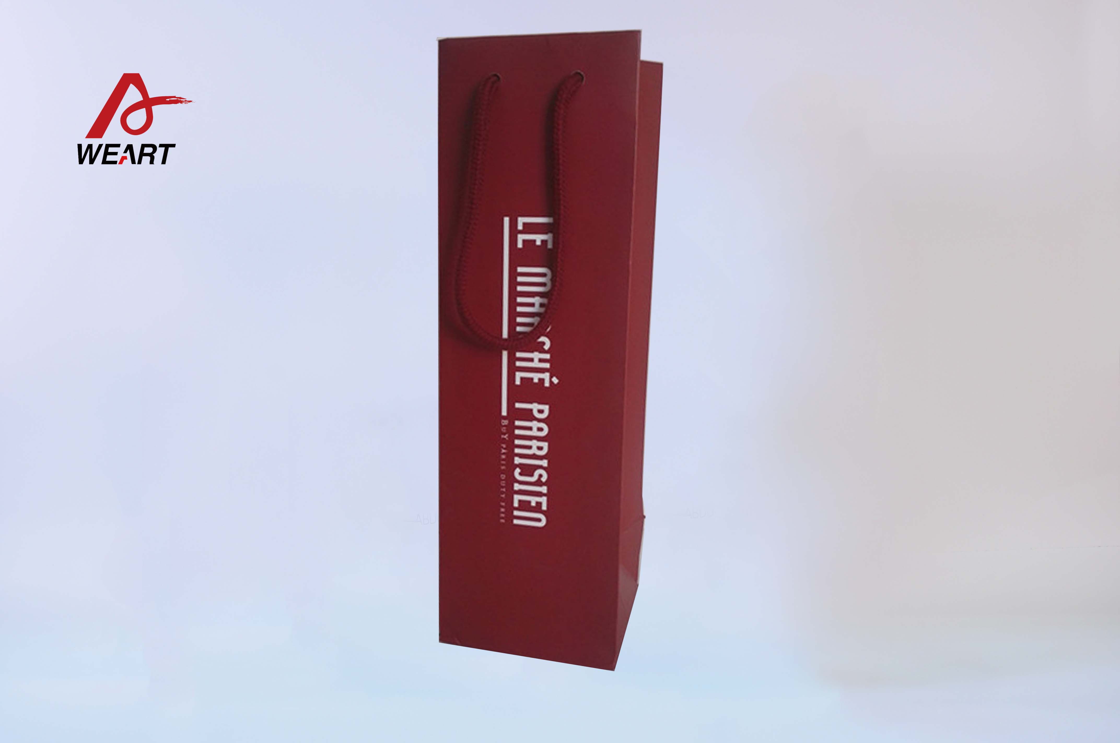 Recycled Custom Printed Paper Bags Promotional For Red Wine With Cotton Handle