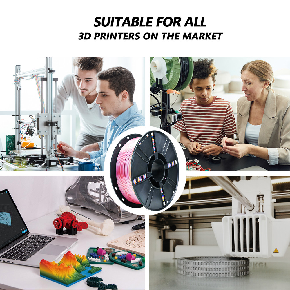 Silk Rainbow PLA+ Filament 1.75mm PLA+ Silk Universe Rainbow 3D Printer Filament Shiny Fast Color Changing Filament