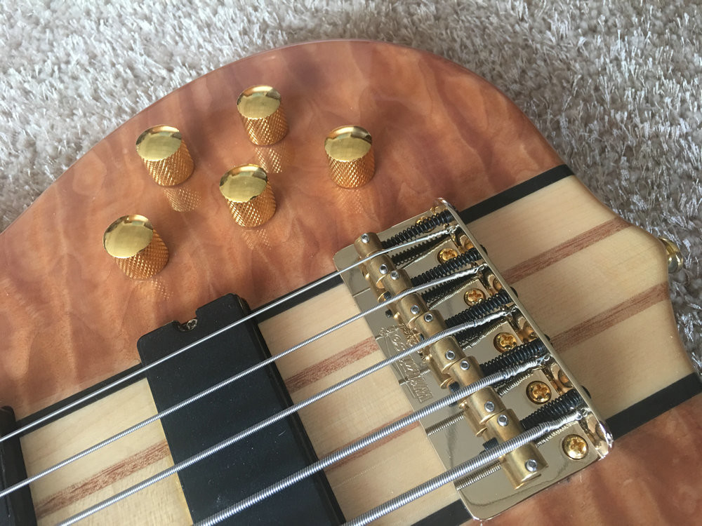Custom bass guitar Ken smith bass 5 string Neck through body Golden hardwares Wilkson bridges original Dot inlay and act