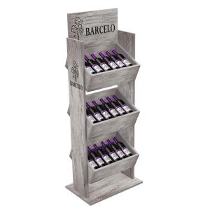 Quality Customized Vintage Display Stand Pinewood Wine Display Rack for Liquor Store wholesale