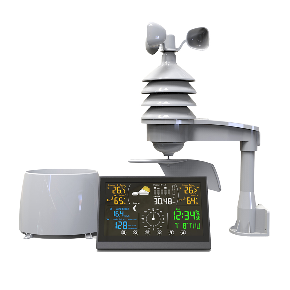 ABS LCD Household Wifi Indoor Outdoor Thermometer Hygrometer 5 In 1