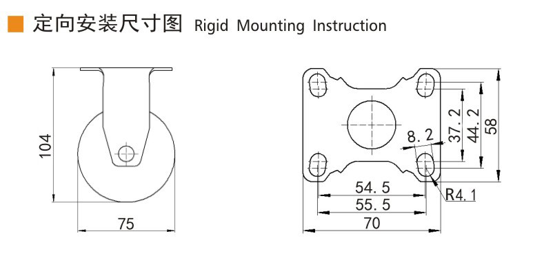 Yellow TPU Tread Light Duty Casters 3 Inch Swivel Plate Casters