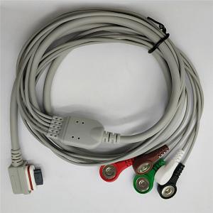 Quality Light Portable Ge ECG Cables , One Piece TPU 5 Lead Ecg Cable With Snap wholesale
