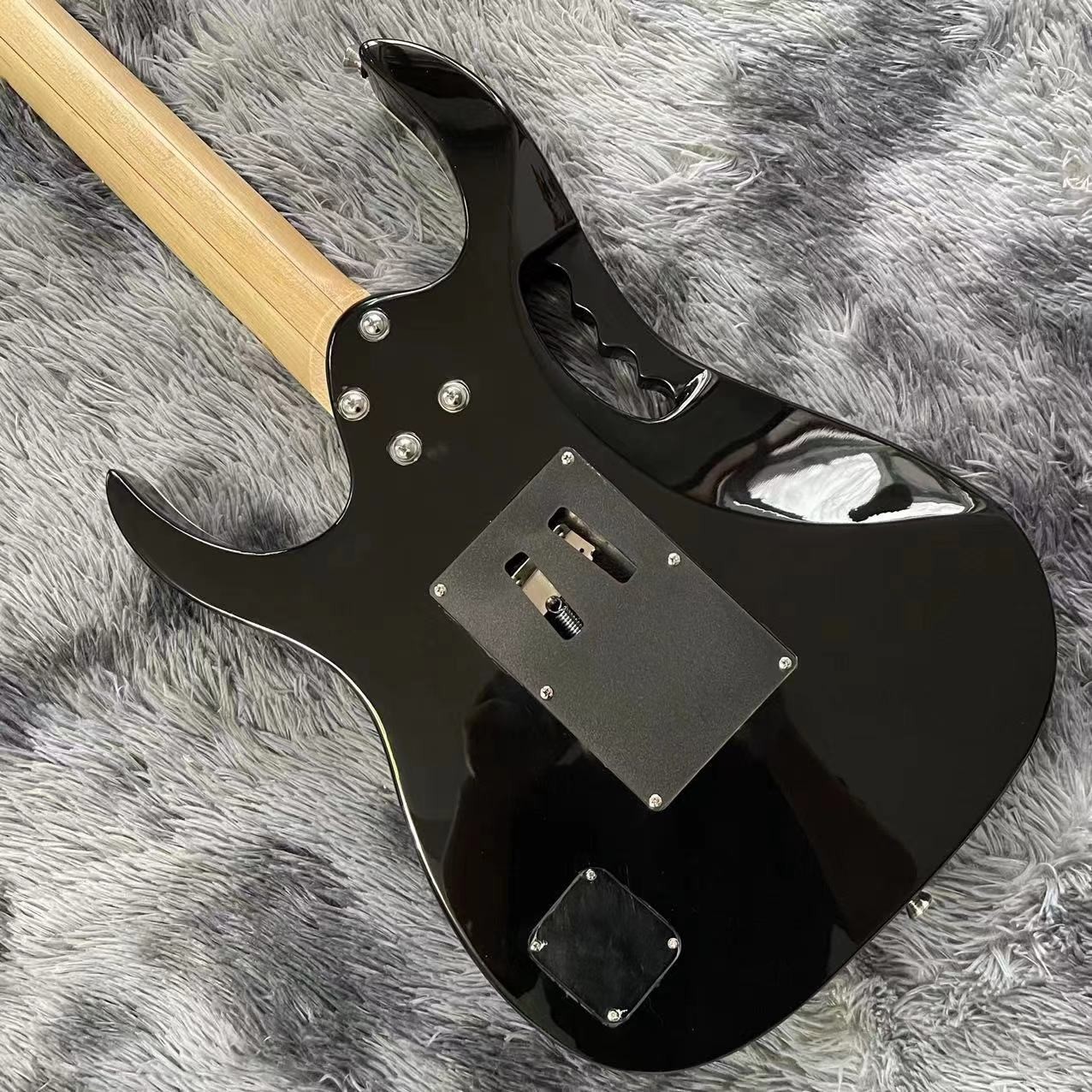 Custom Black Electric Guitar With Metal Pickguard Floyd Rose Bridge Chrome Hardware Tree of Life Inlay Can be customized