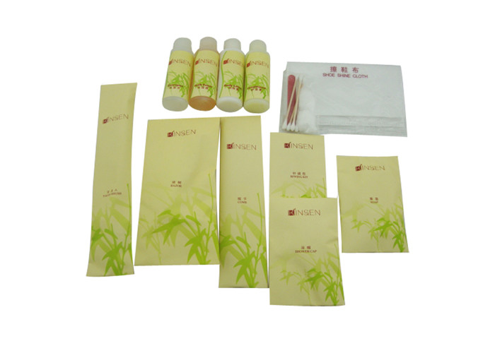 Business Travel Kit Yellow Color , Hotel Amenity Kits With Printing Logo