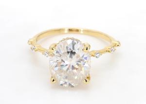 Quality 3ct Moissanite 14k Yellow Gold Diamond Ring Oval Cut for Engagement wholesale