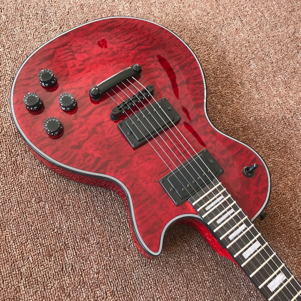New custom Electric guitar Hot Selling red color Electric Guitar 6 Strings Guitars with black binding and black hardware