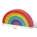 Educational 35cm 7cm Wooden Blocks Toys Rainbow Stacking Blocks