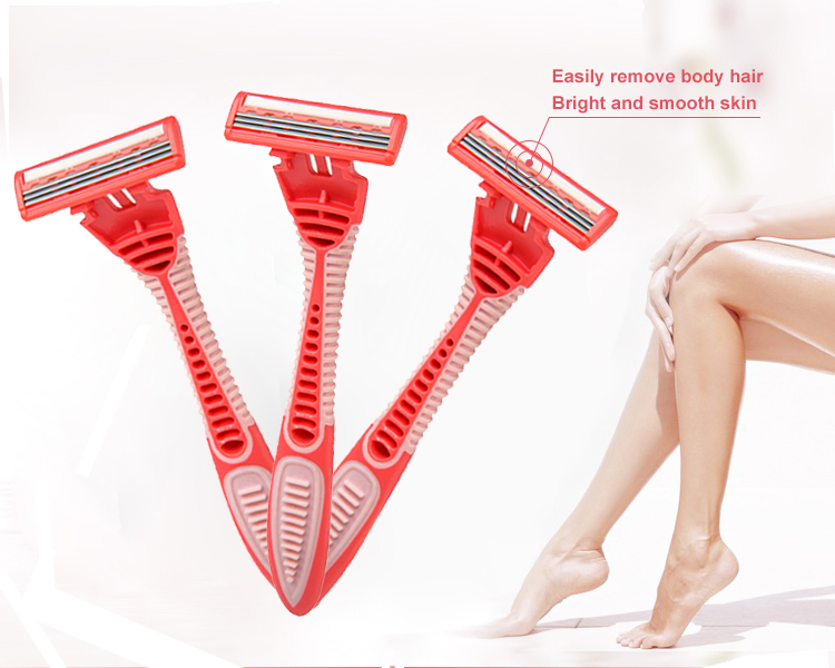 Safety Plastic Triple Blade Razor With Pivoting Head Smooth And Comfortable
