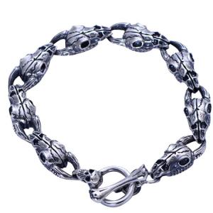 Quality 925 Sterling Silver Sheep Skull Retro Men Bangle Bracelet (XH056067W) wholesale