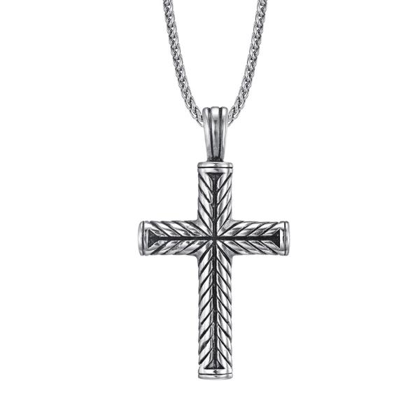 Gold Chain Link Classic Style Men's Cross Necklace Silver Stainless Steel Men's