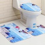 Three Piece Bathroom Mat Toilet Carpet Set 3D Dolphin Printed